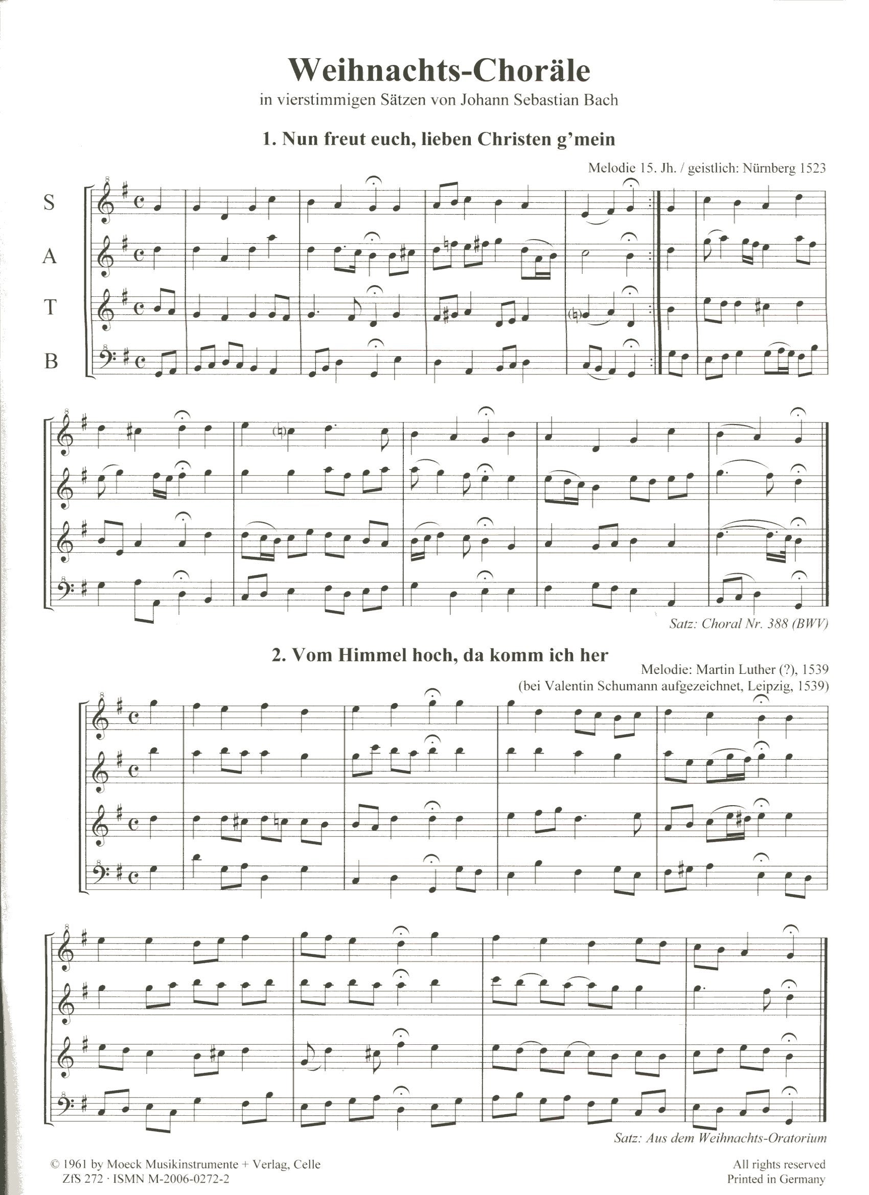Christmas Chorals by JS Bach