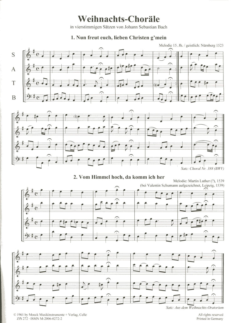 Christmas Chorals by JS Bach