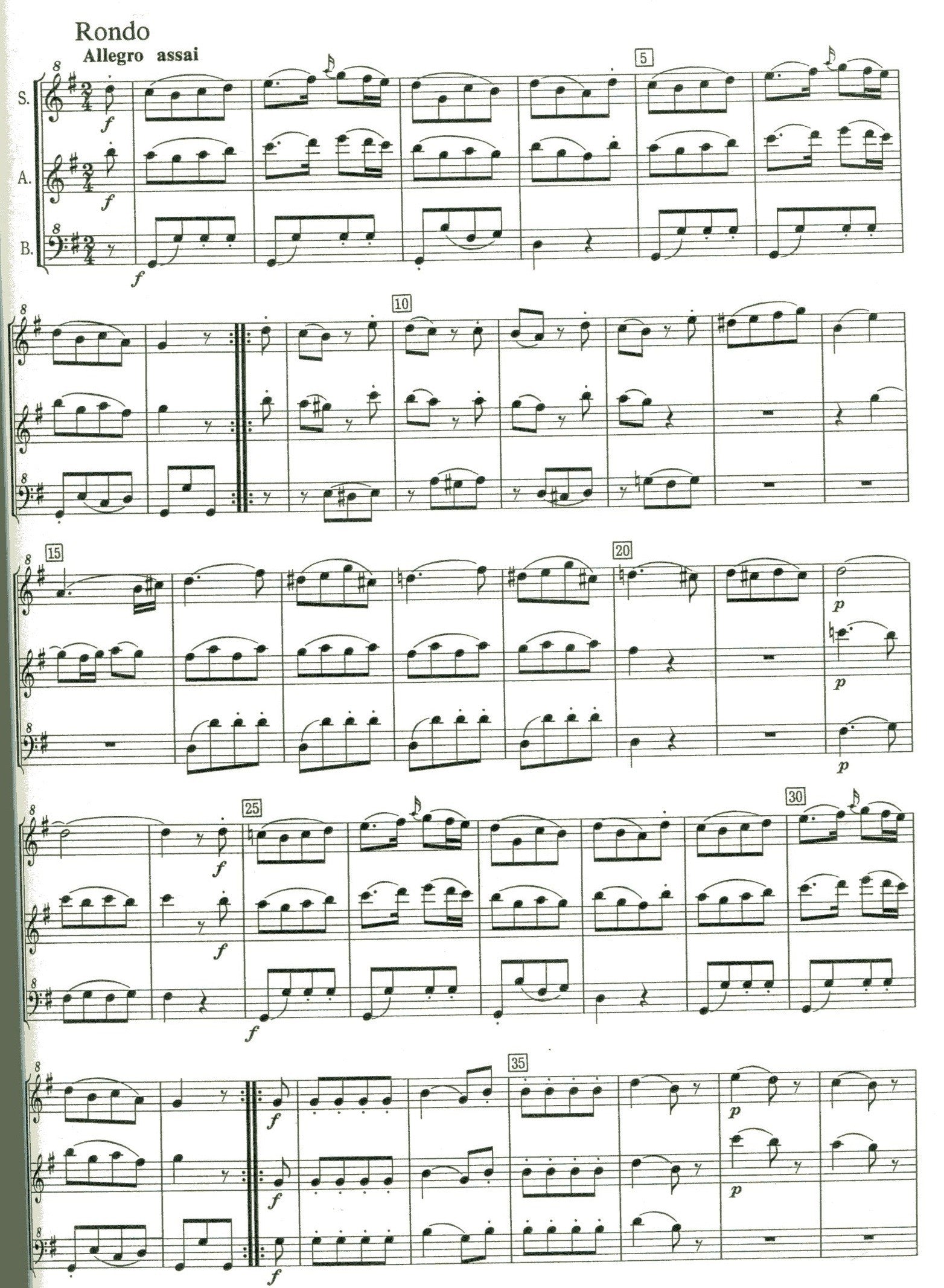 Mozart 5 Divertimenti for Recorder trio K.439b