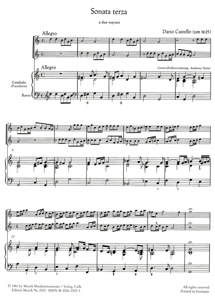 Two Sonatas for 2 Recorders and Basso Continuo