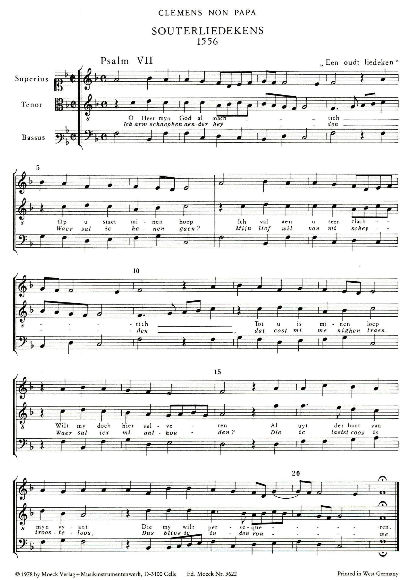 Souterliedekens, 1556 in Three Parts