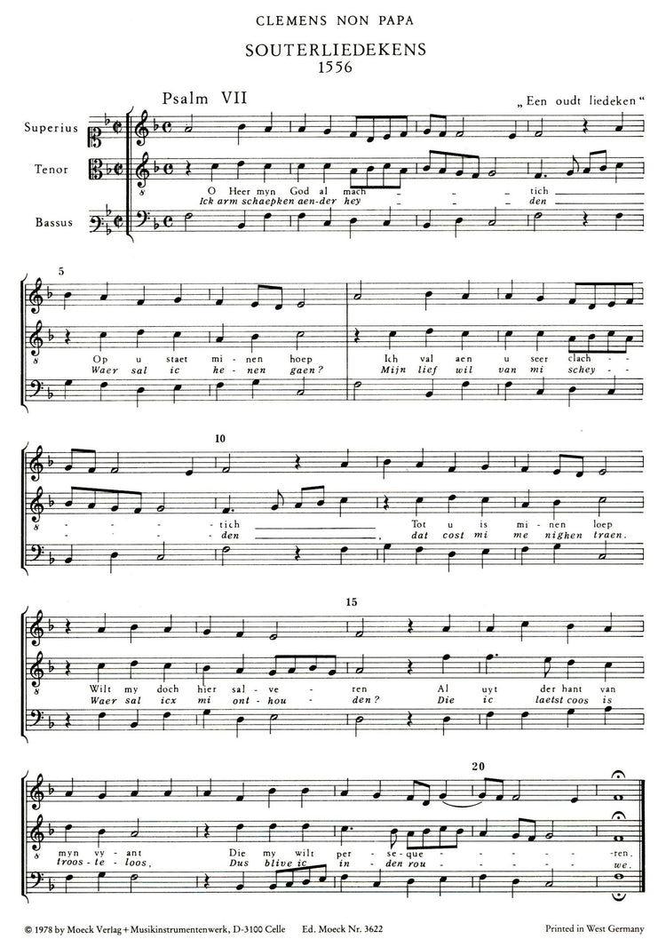 Souterliedekens, 1556 in Three Parts