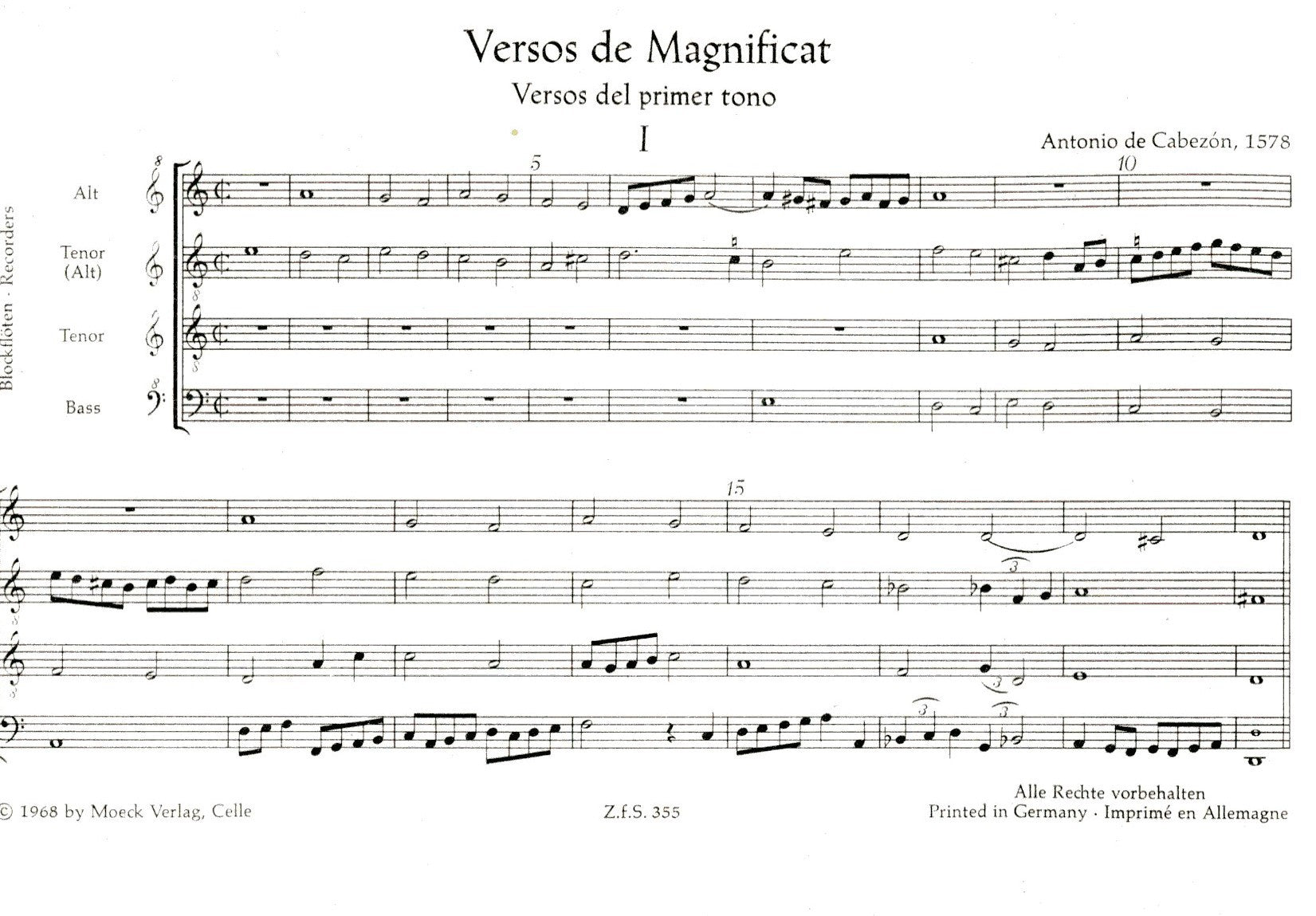 Versos de Magnificat, Versos del primer tono, 1578