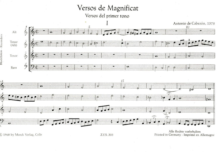 Versos de Magnificat, Versos del primer tono, 1578