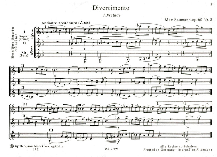 Divertimento for three recorders