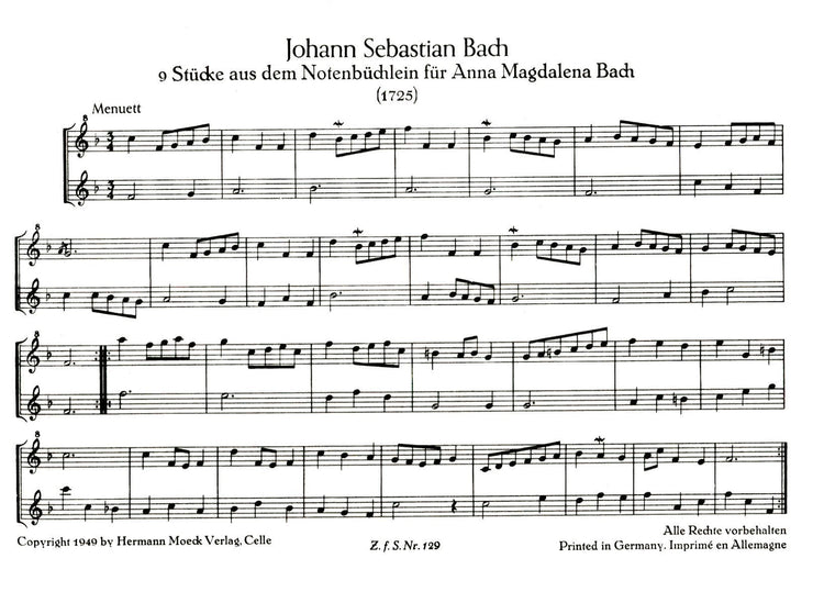 Nine Pieces from the Anna Magdalena Bach Book