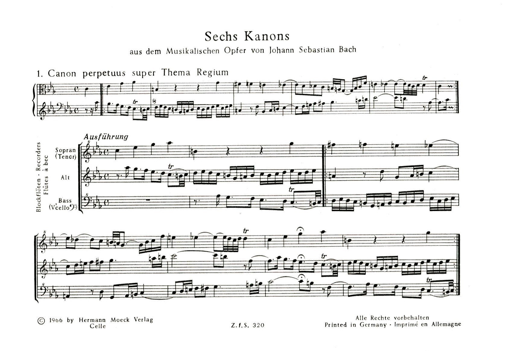 Six Canons from The Musical Offering by J.S. Bach