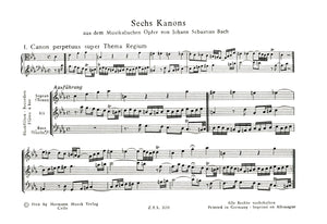 Six Canons from The Musical Offering by J.S. Bach