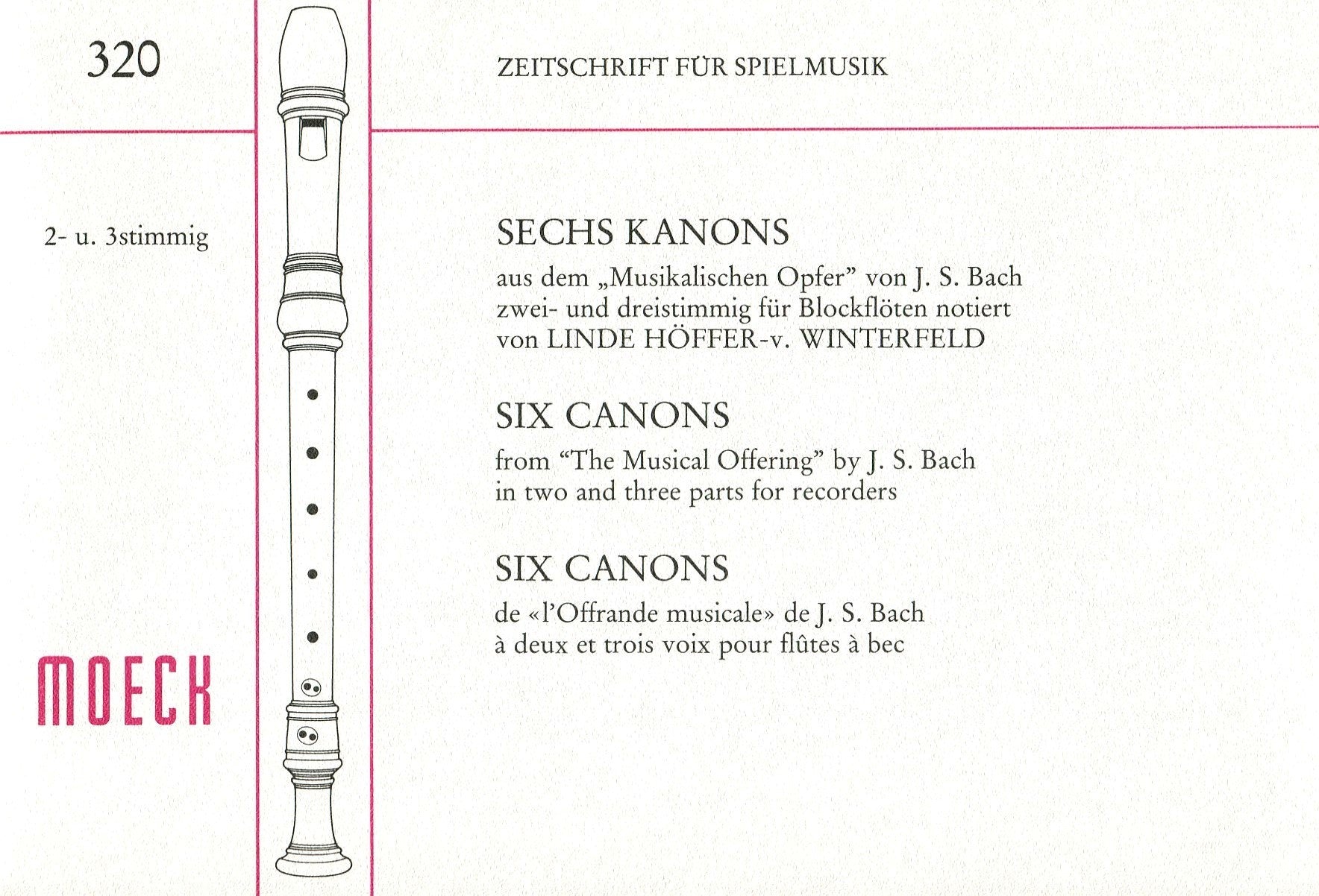 Six Canons from The Musical Offering by J.S. Bach
