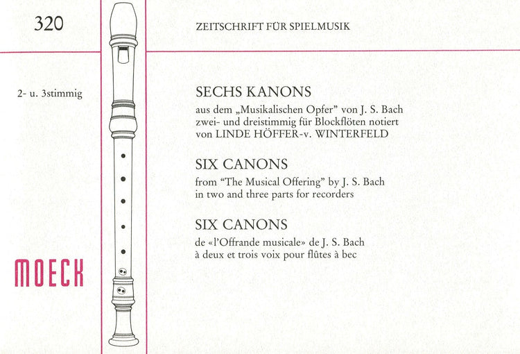 Six Canons from The Musical Offering by J.S. Bach