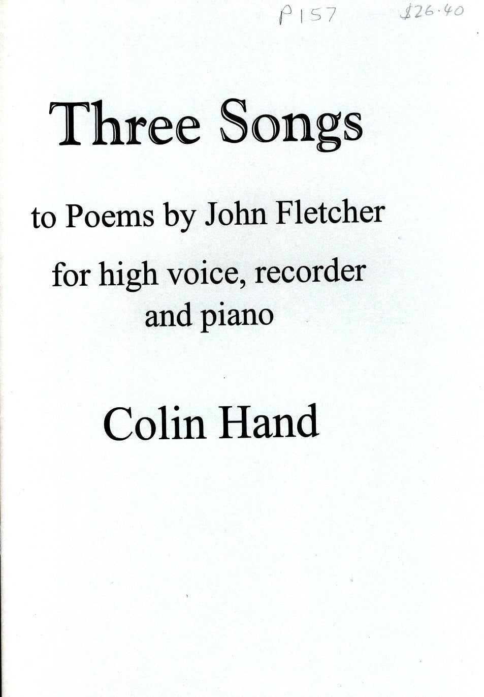 Three Songs to Poems