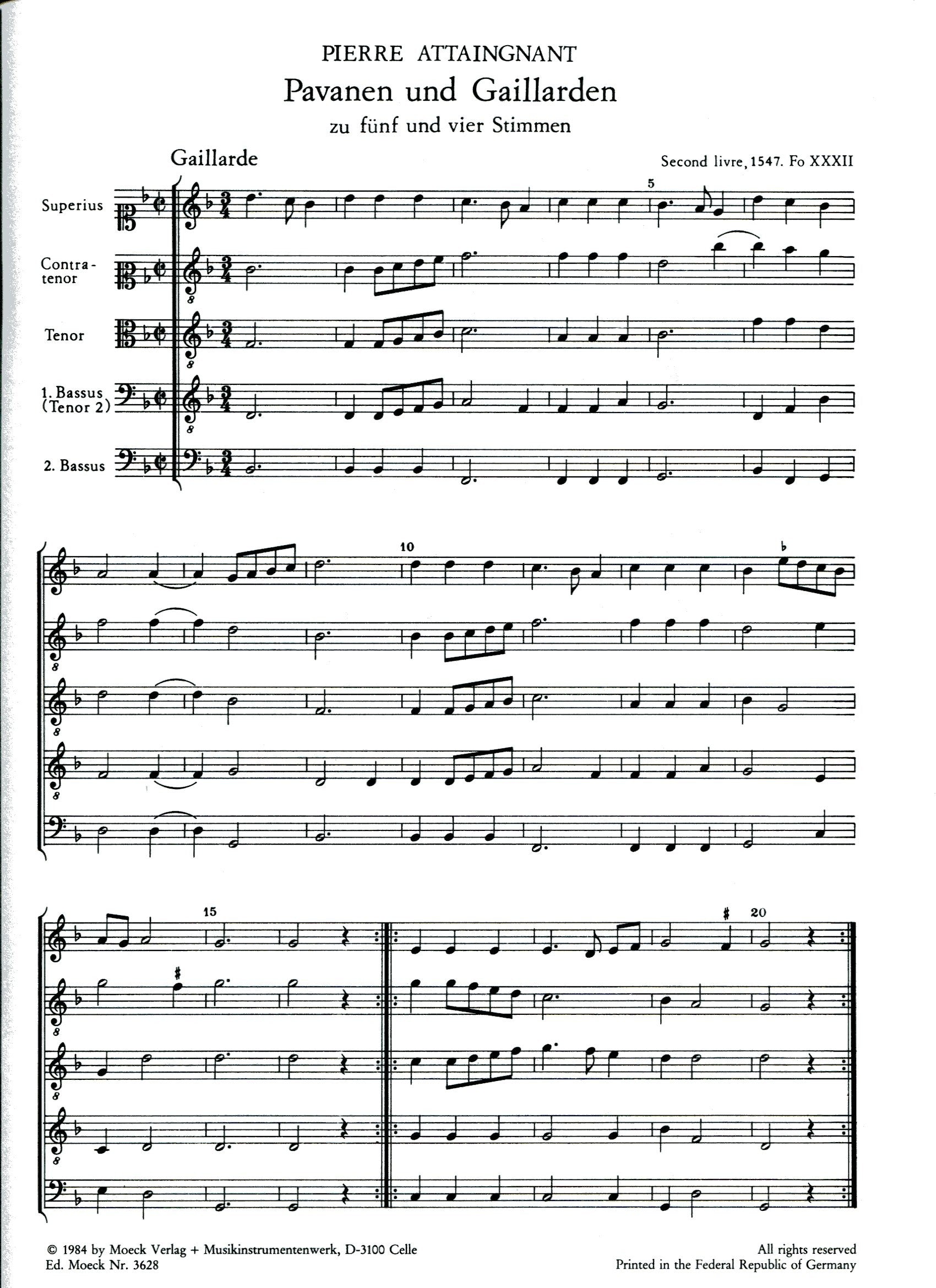 Pavanes and Gaillards for four and five parts