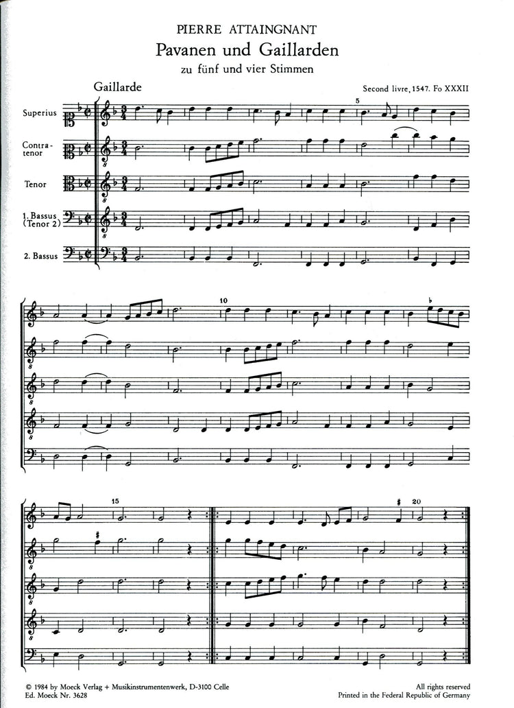 Pavanes and Gaillards for four and five parts