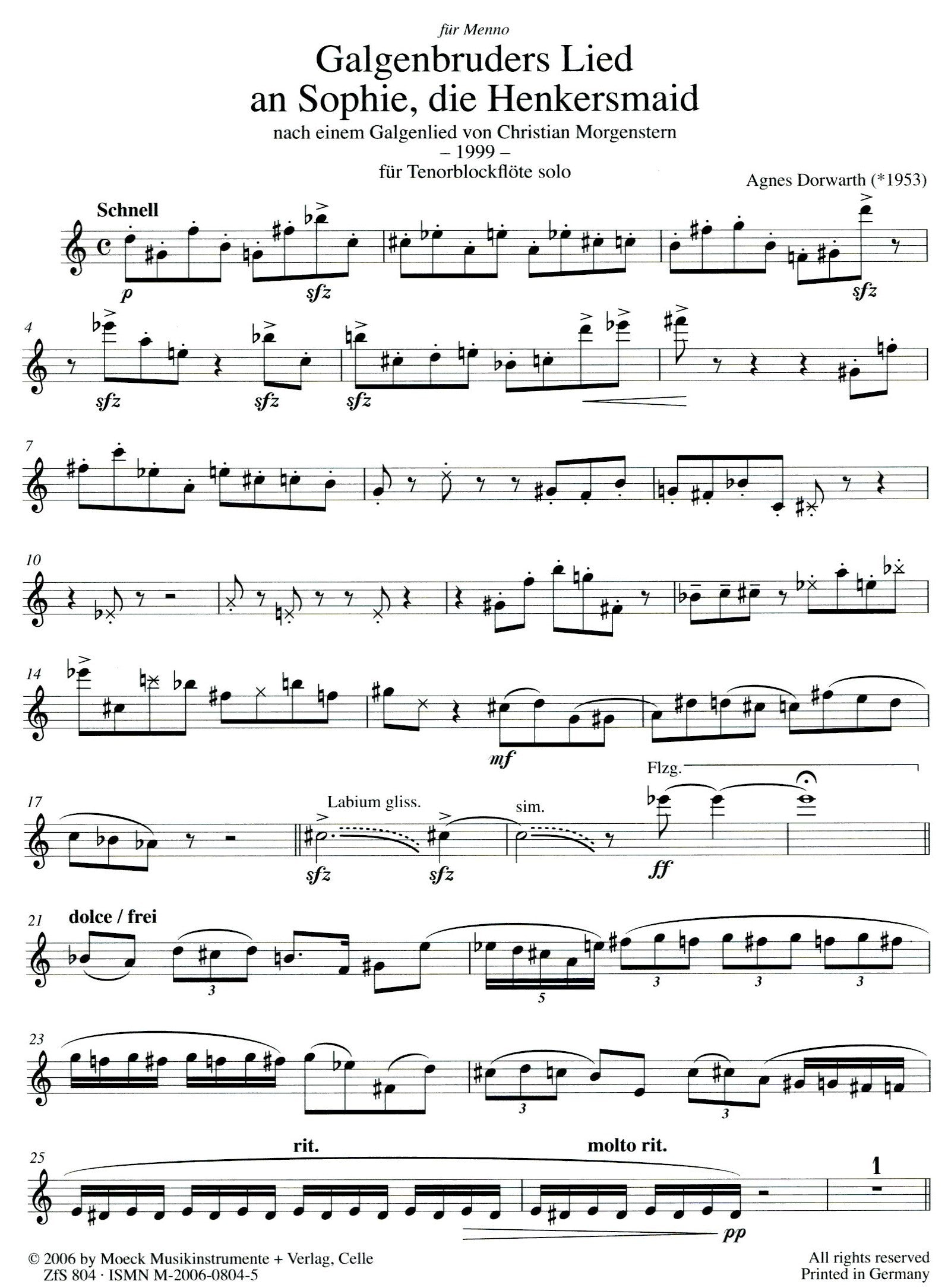 Galgenbruder's song to Sophie, the hangman's maiden