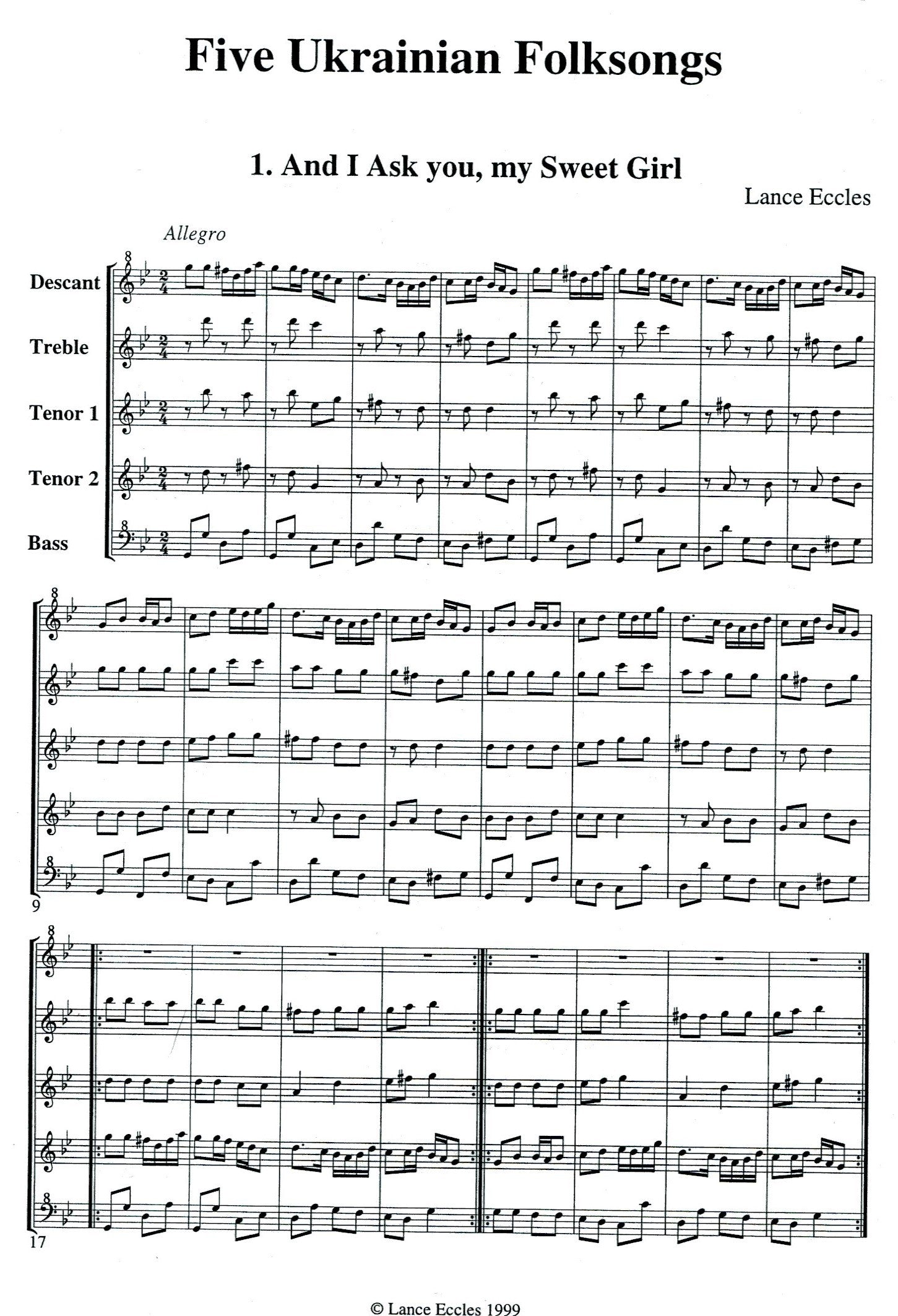 Five Ukranian Folk Songs (Digital Download)