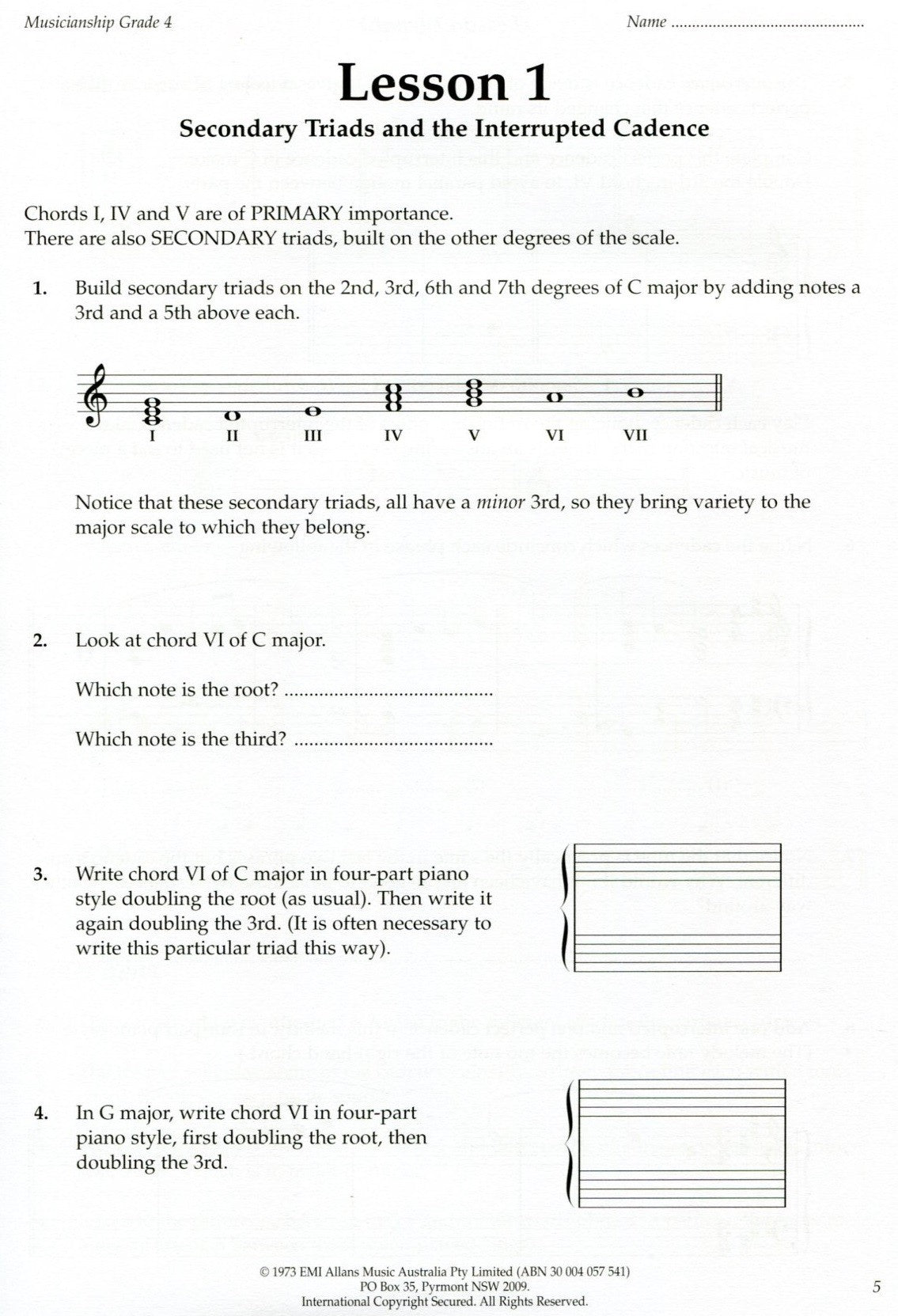 Musicianship Fourth Grade