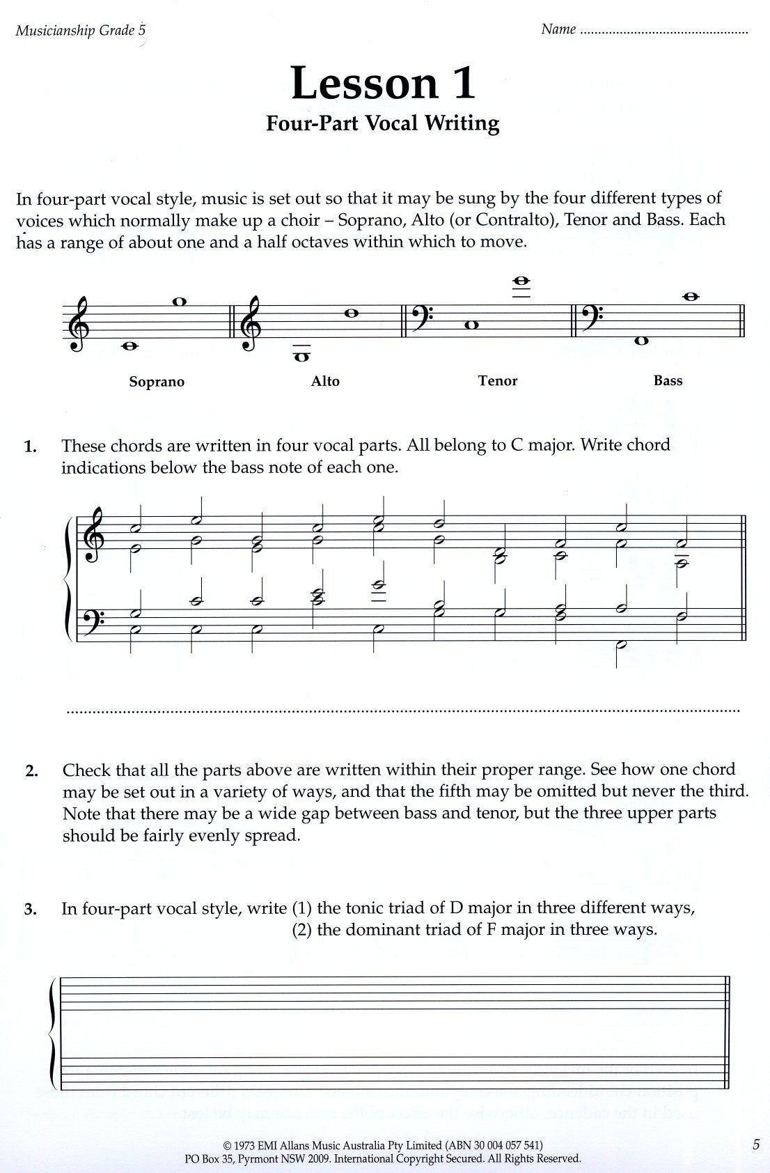 Musicianship Fifth Grade