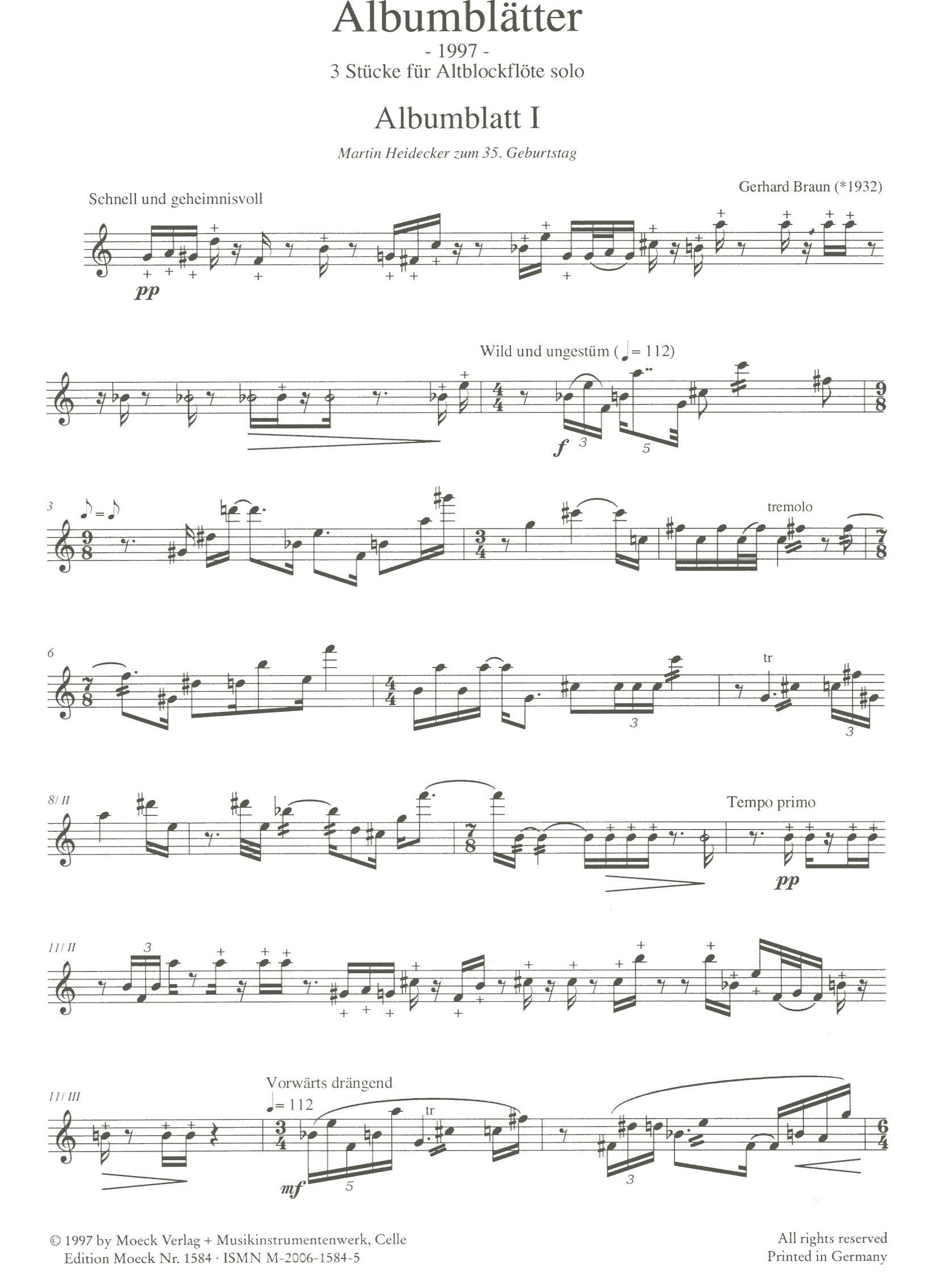 Album Leaves for Treble Recorder