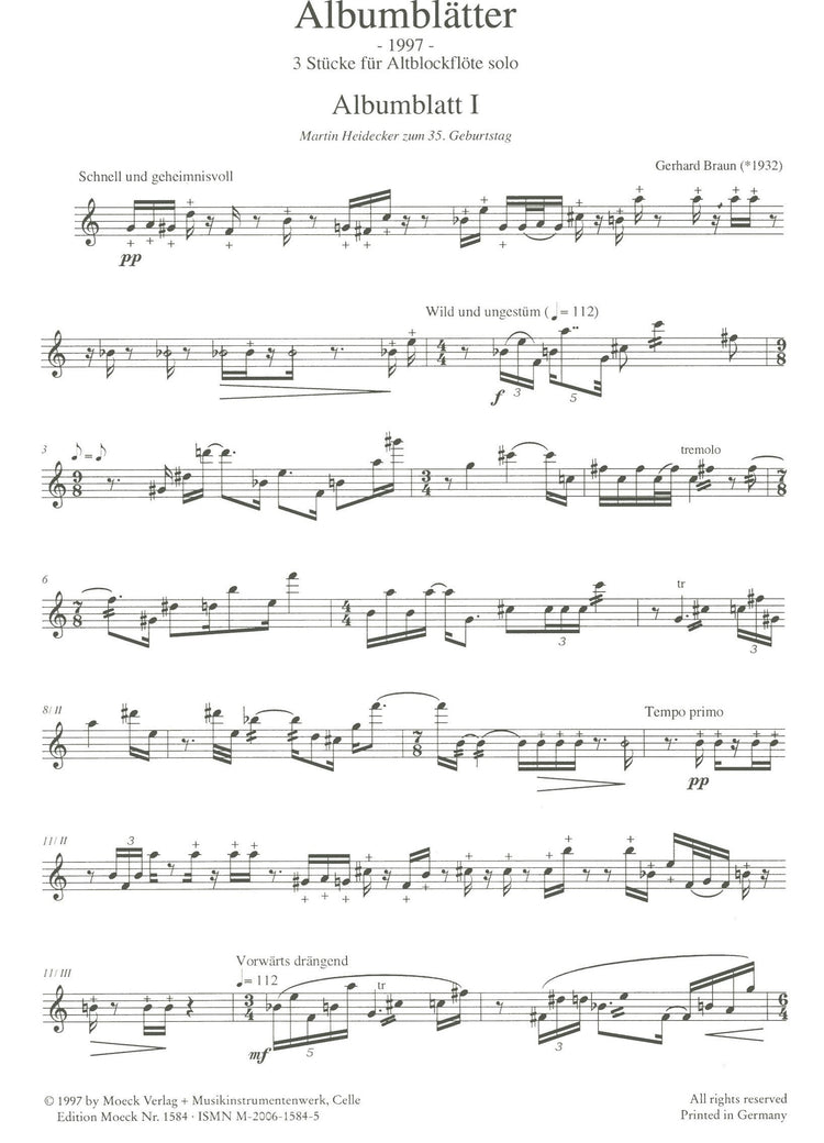 Album Leaves for Treble Recorder