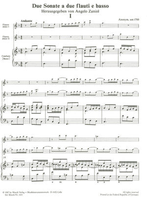 Two Sonatas for 2 Altos recorders and Basso Continuo