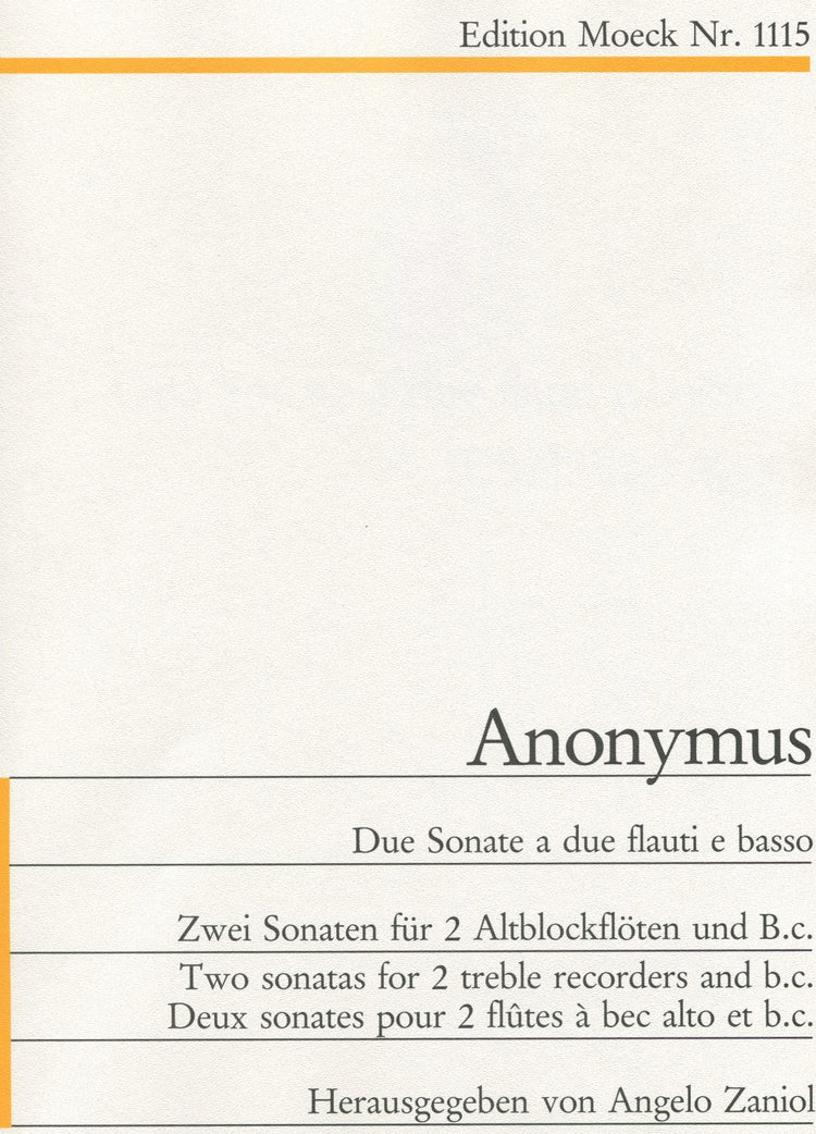 Two Sonatas for 2 Altos recorders and Basso Continuo