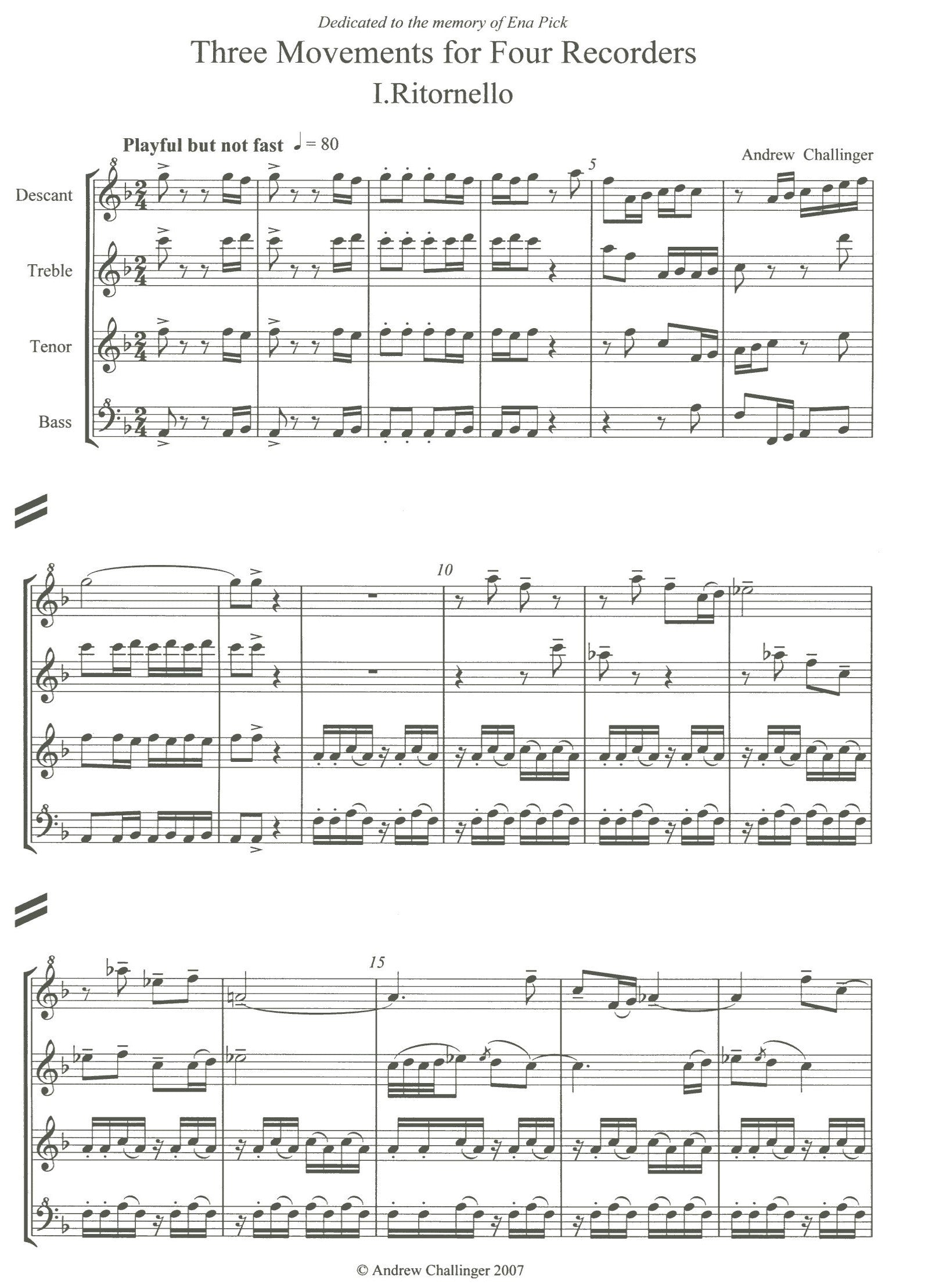Three Movements for Four Recorders
