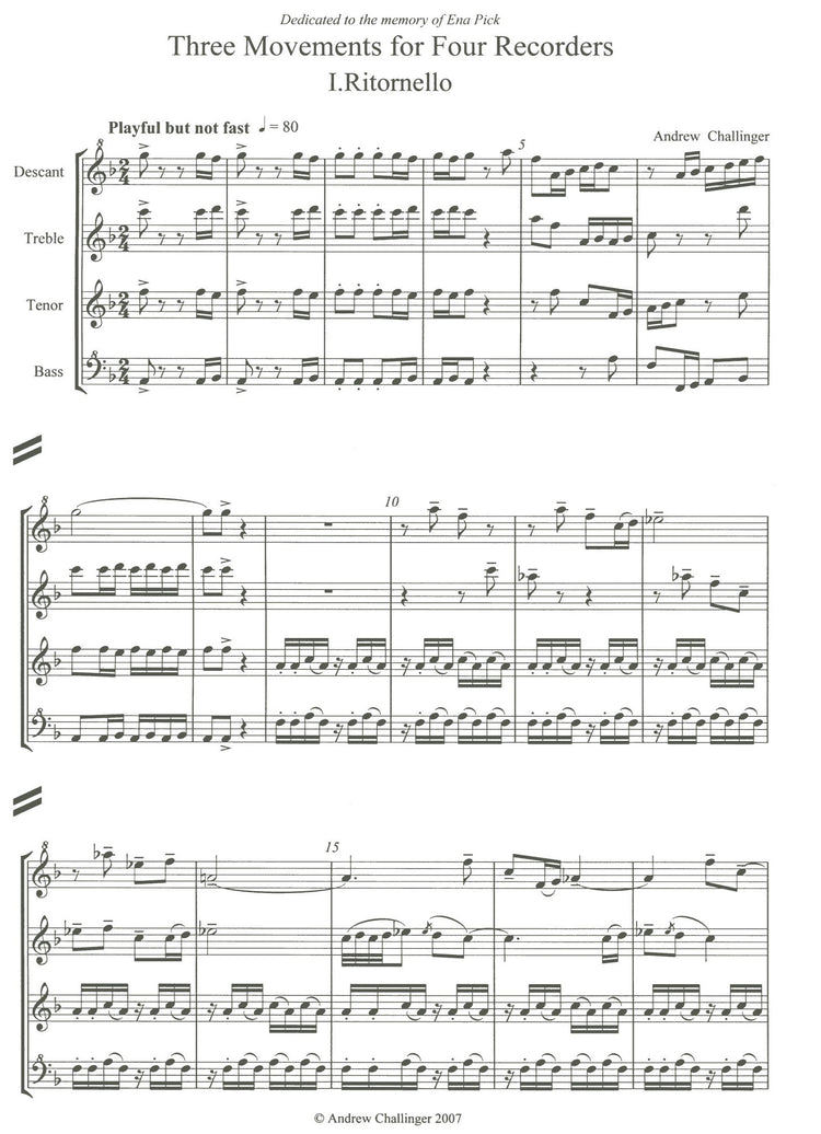 Three Movements for Four Recorders
