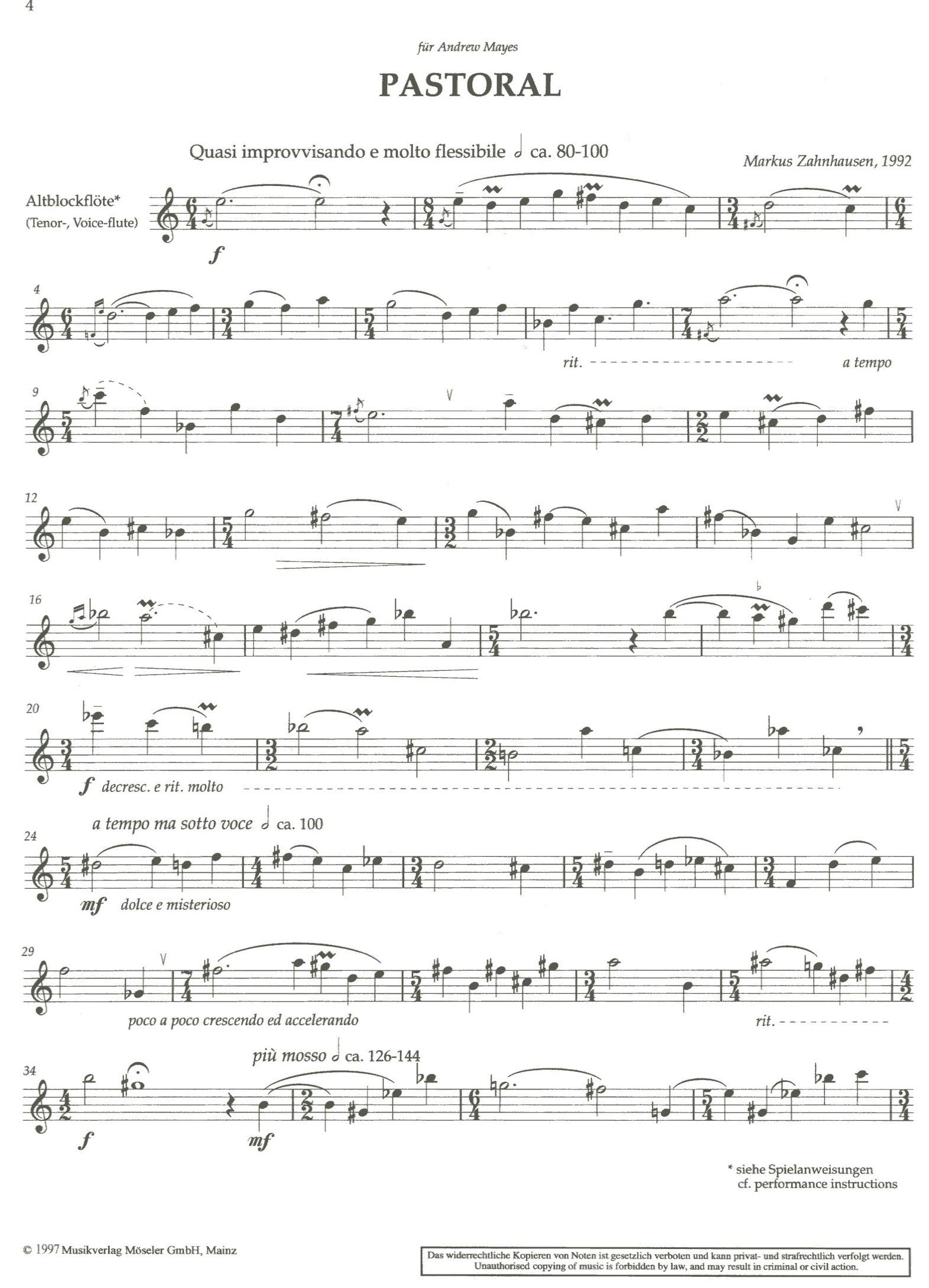 Lyric Scenes 3 Fantasias for Alto recorder
