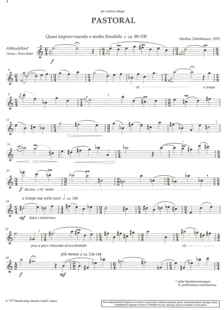 Lyric Scenes 3 Fantasias for Alto recorder