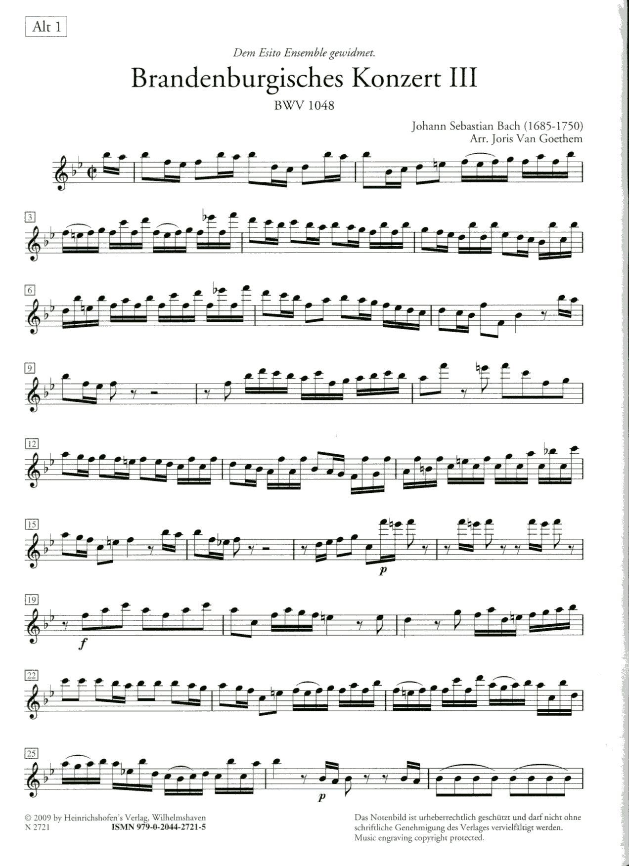 Brandenburg Concerto No 3, BWV1048  1st Movement