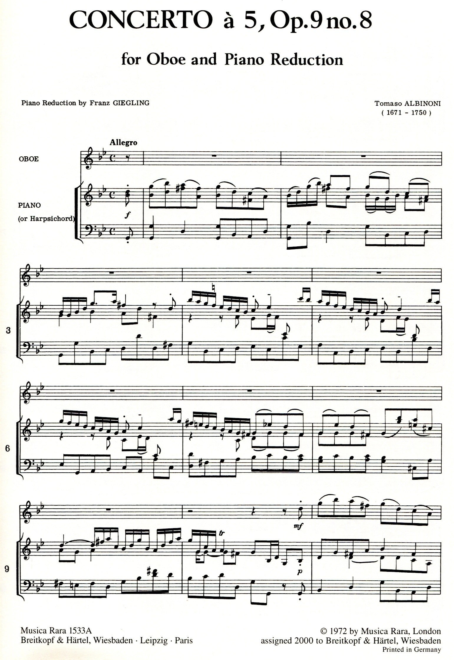 Concerto a 5 in g minor Op 9, No 8