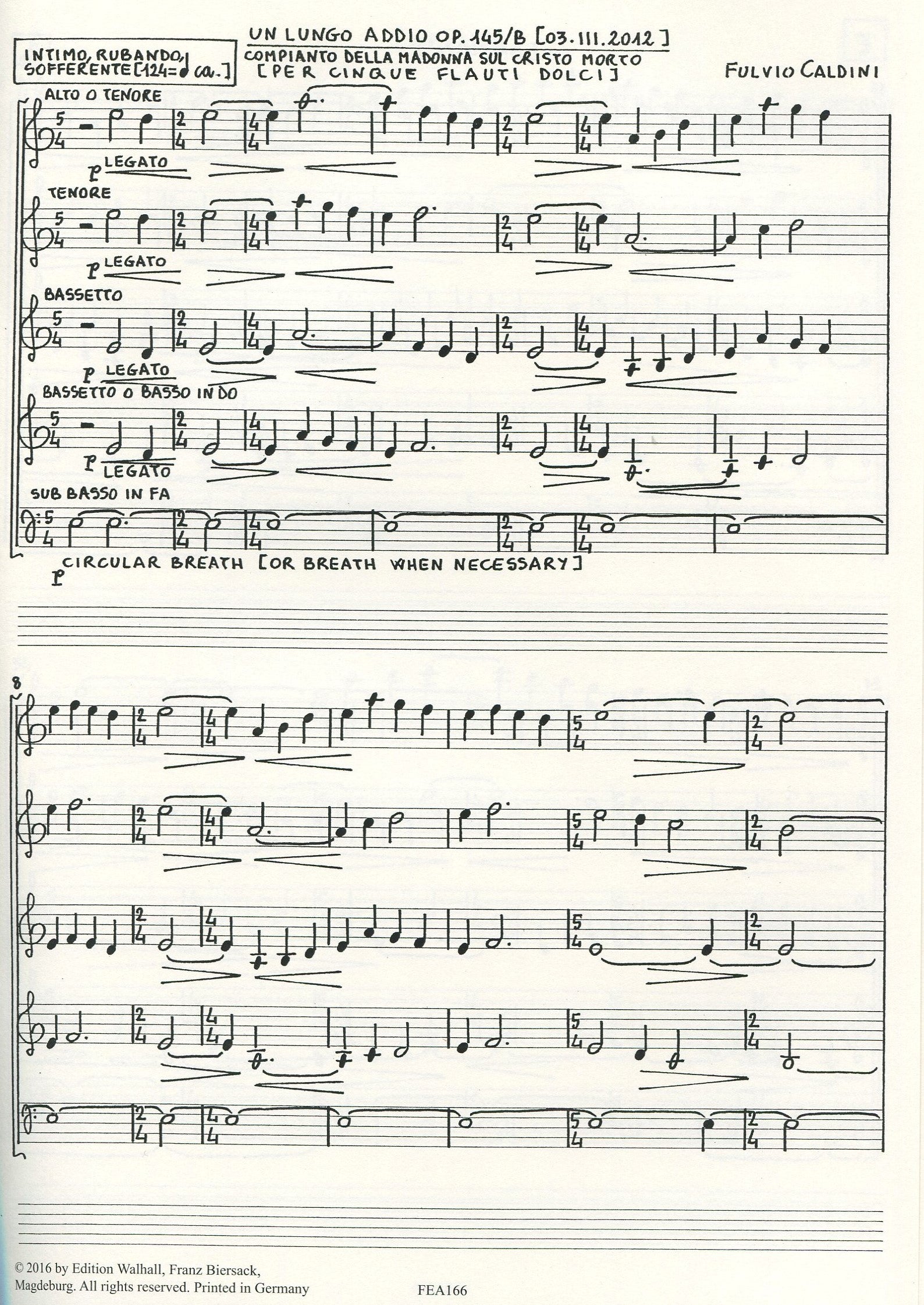 Un lungo addio Op.145B