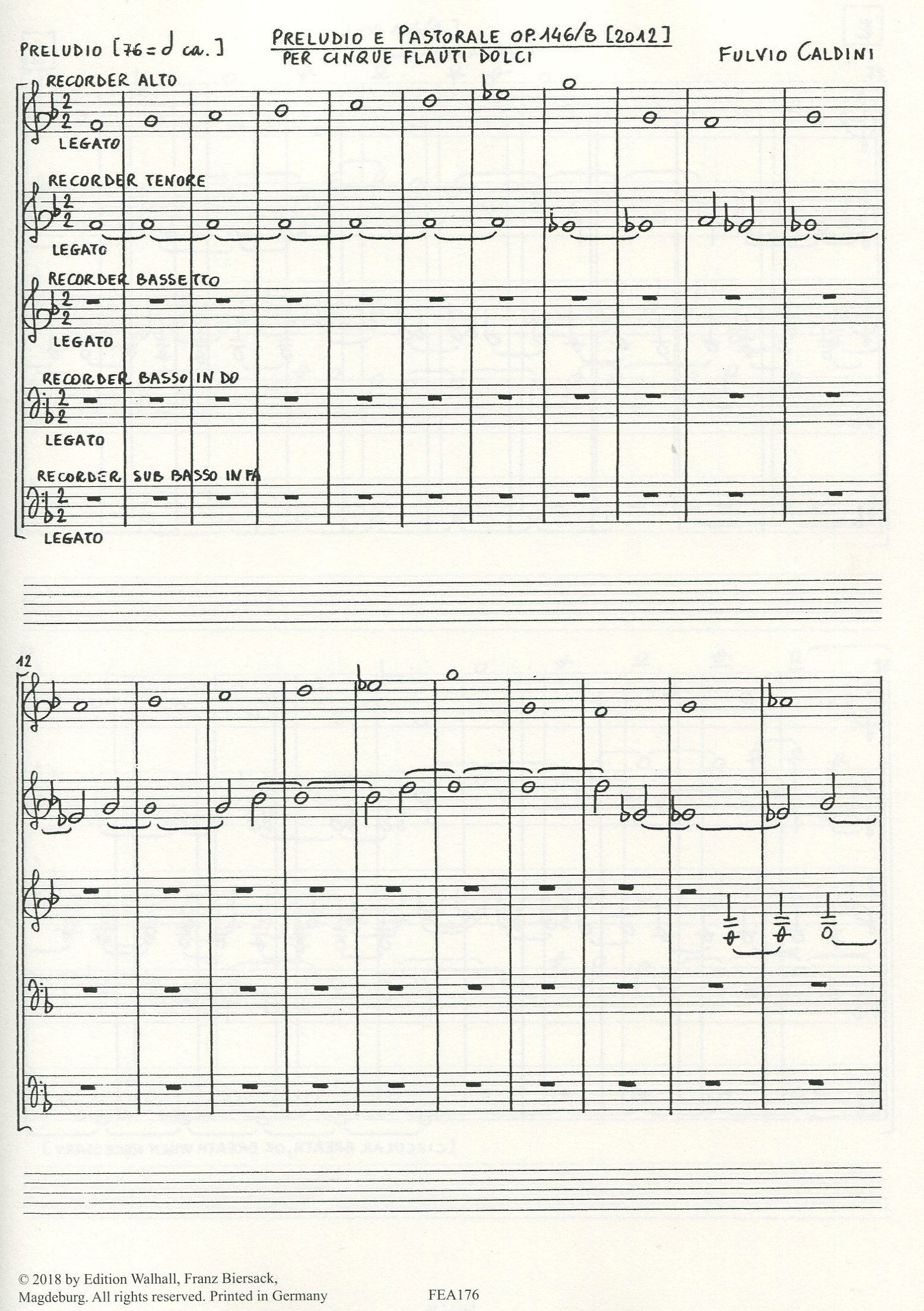 Preludio e Pastorale Op. 146/B