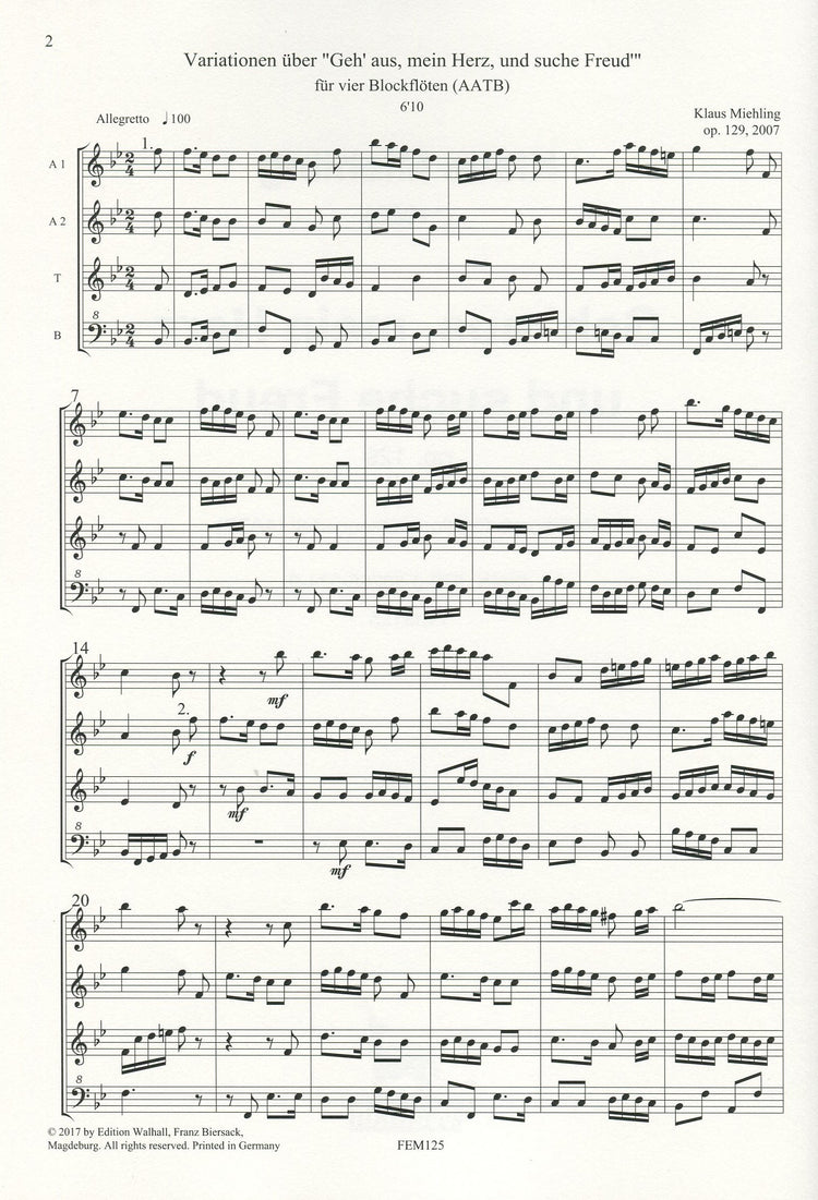 Geh aus, mein Herz und suche Freud Op.129