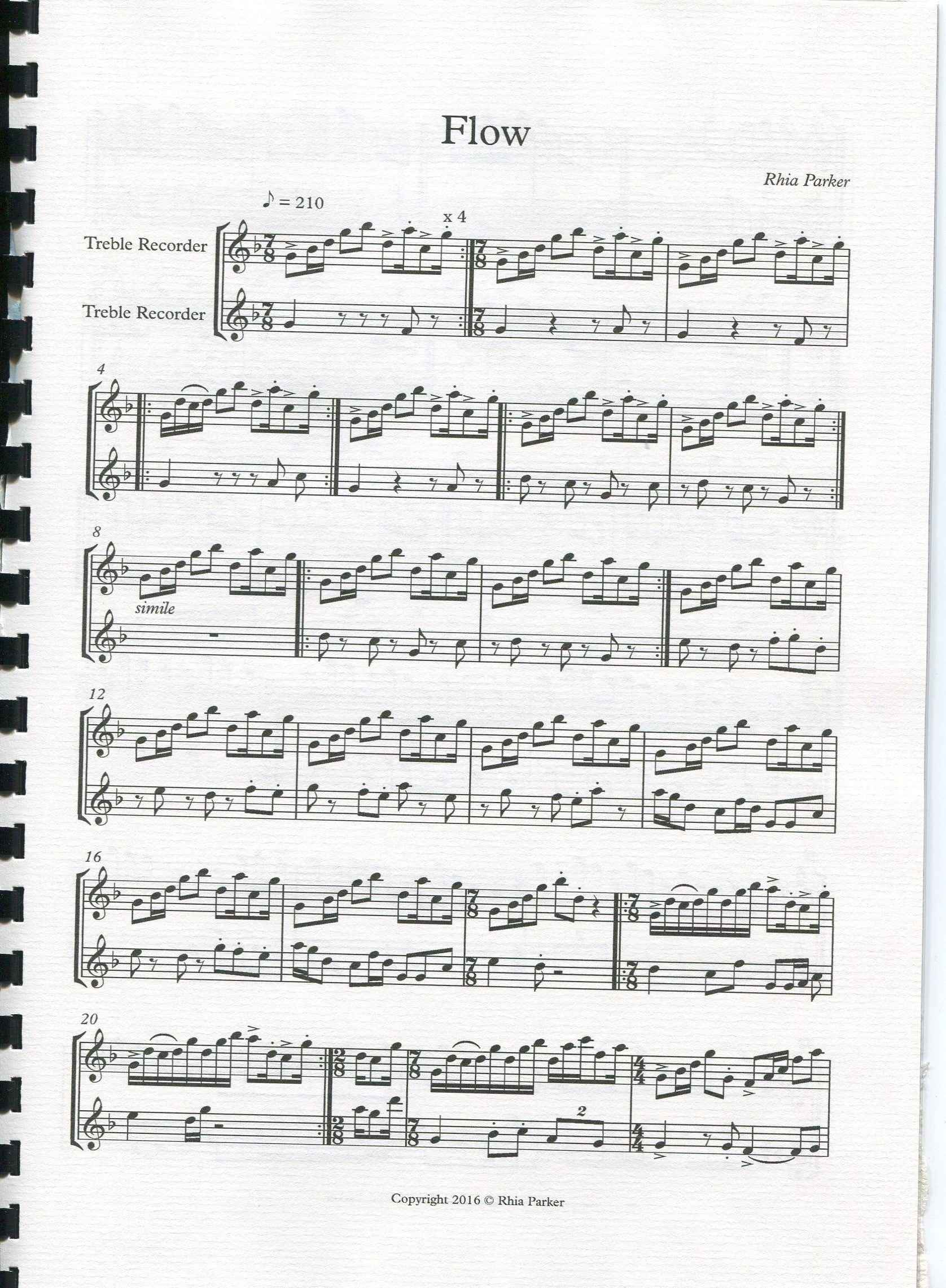 Flow for two treble recorders