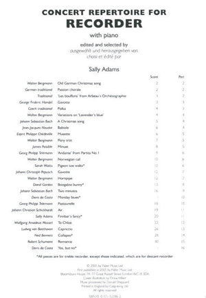 Concert Repertoire for Recorder