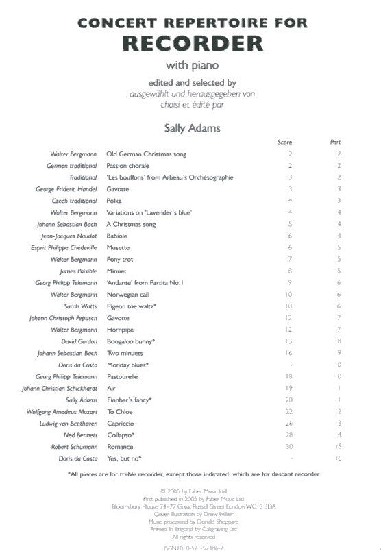 Concert Repertoire for Recorder