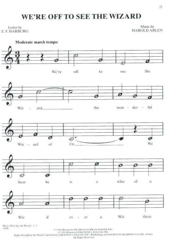 The Wizard of Oz selections for recorder