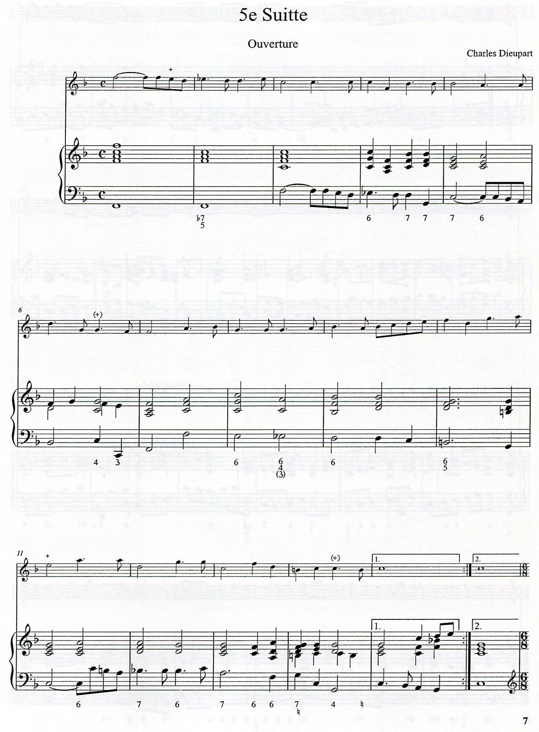 Six Suites for Violin or Recorder (fourth flute) and BC  Suite V in F Major & Suite VI in F minor
