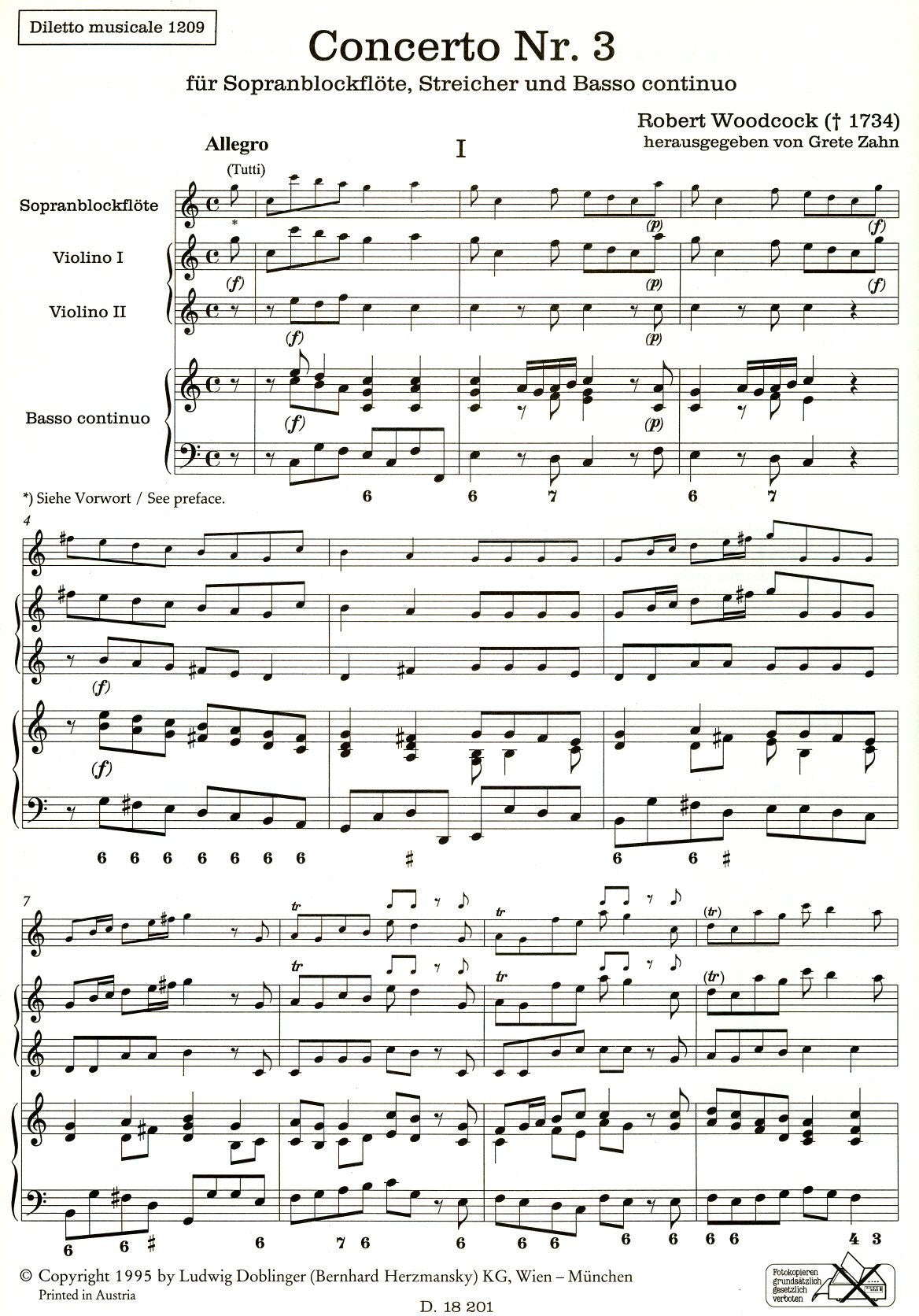 Concerto No 3 in C Major with String Parts