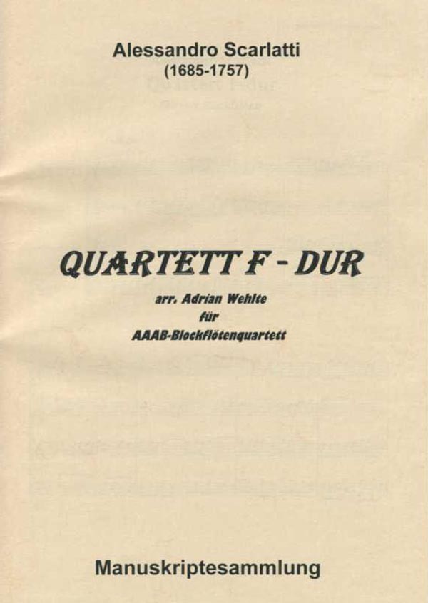 Scarlatti Quartet in F Major for AAAB recorders