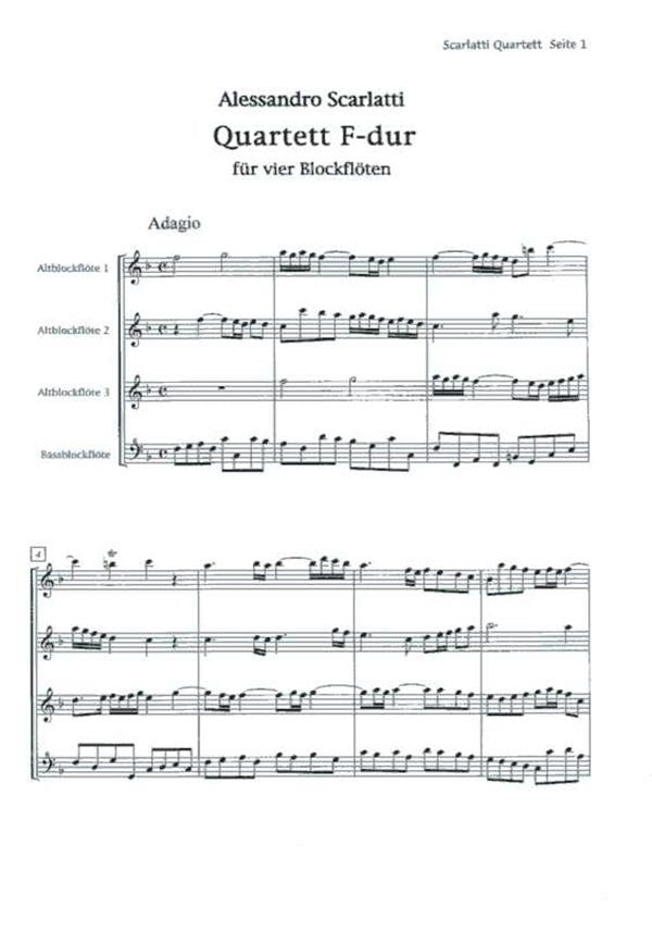 Scarlatti Quartet in F Major for AAAB recorders