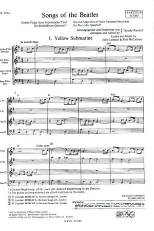Songs of the Beatles for Rcorder Quartet - Book 2