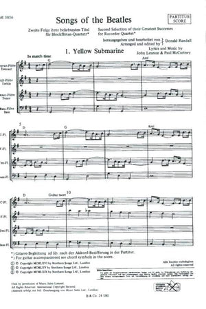 Songs of the Beatles for Rcorder Quartet - Book 2
