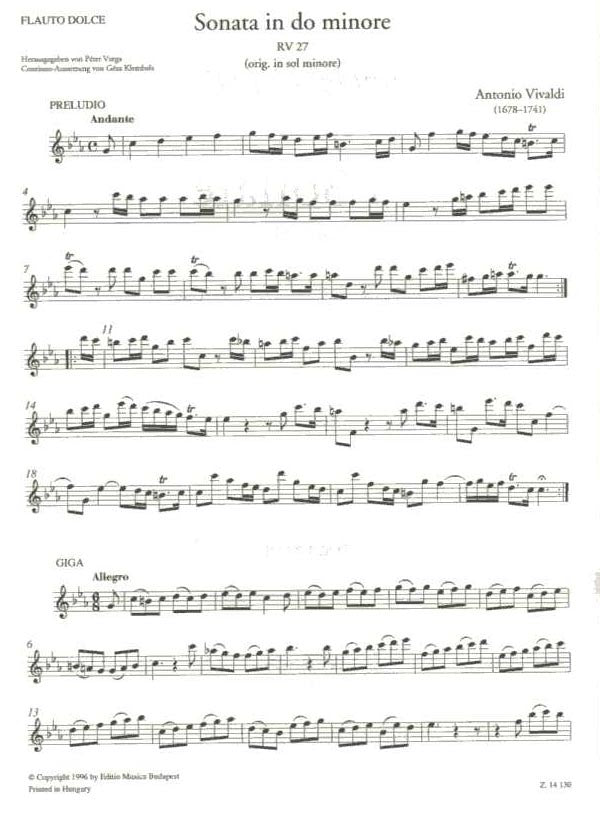 Early Chamber Music - 4 Vivaldi Sonatas