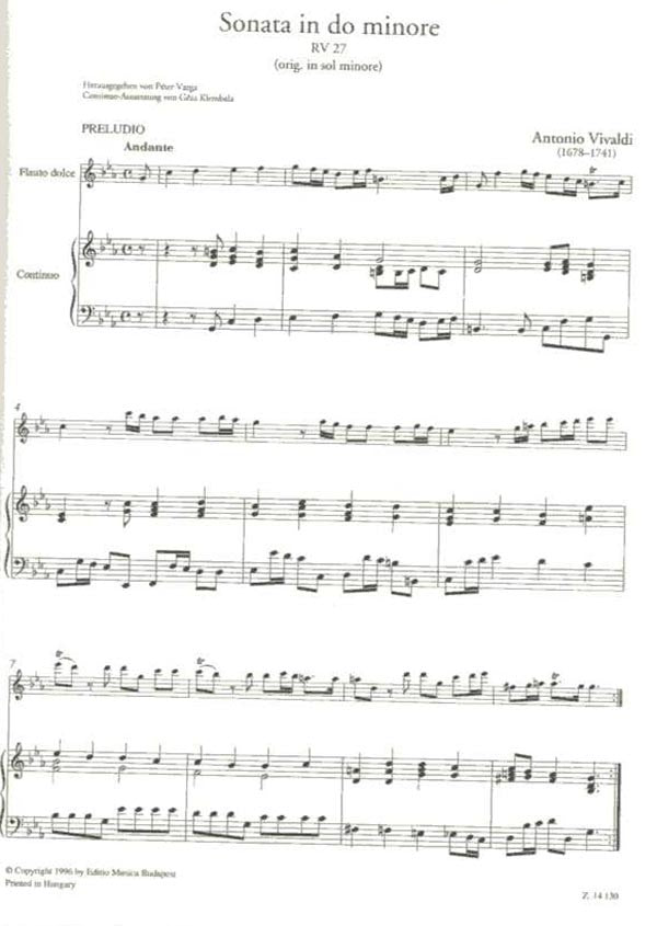 Early Chamber Music - 4 Vivaldi Sonatas