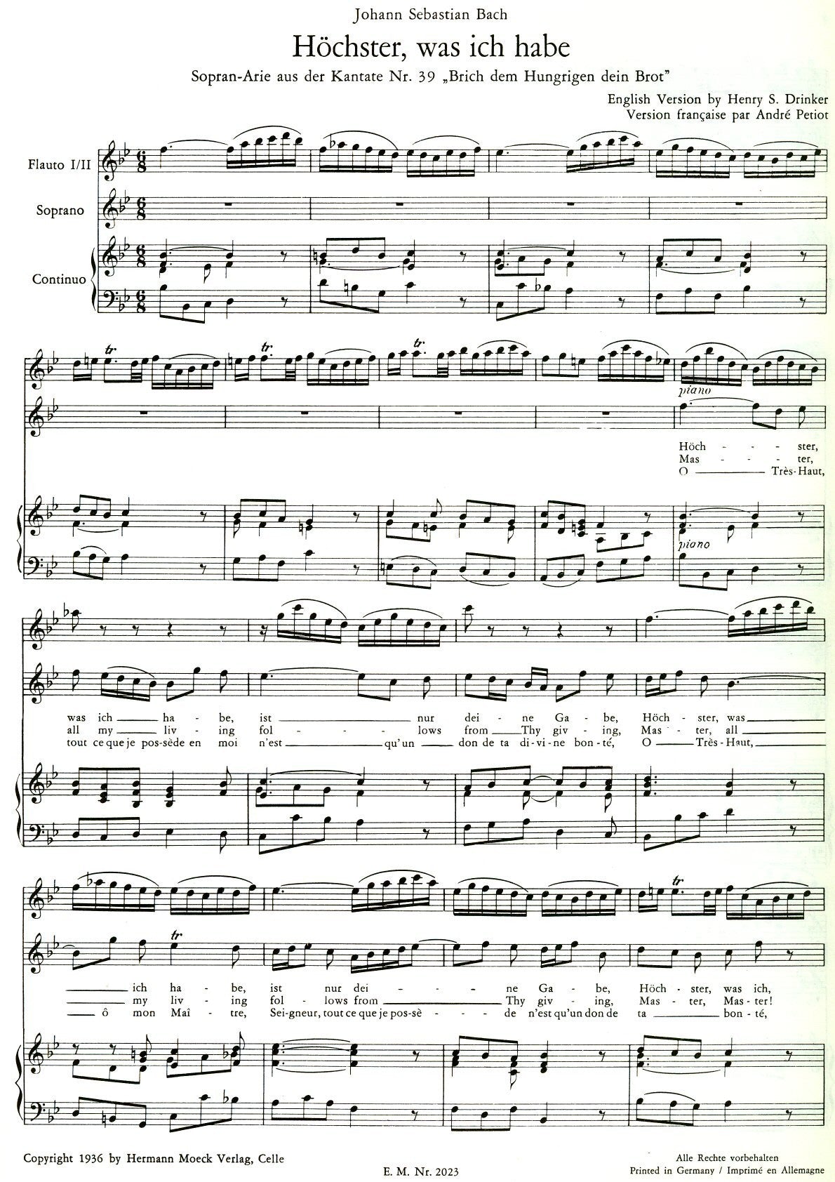 Aria from Cantata 39 "Master, All my Living"