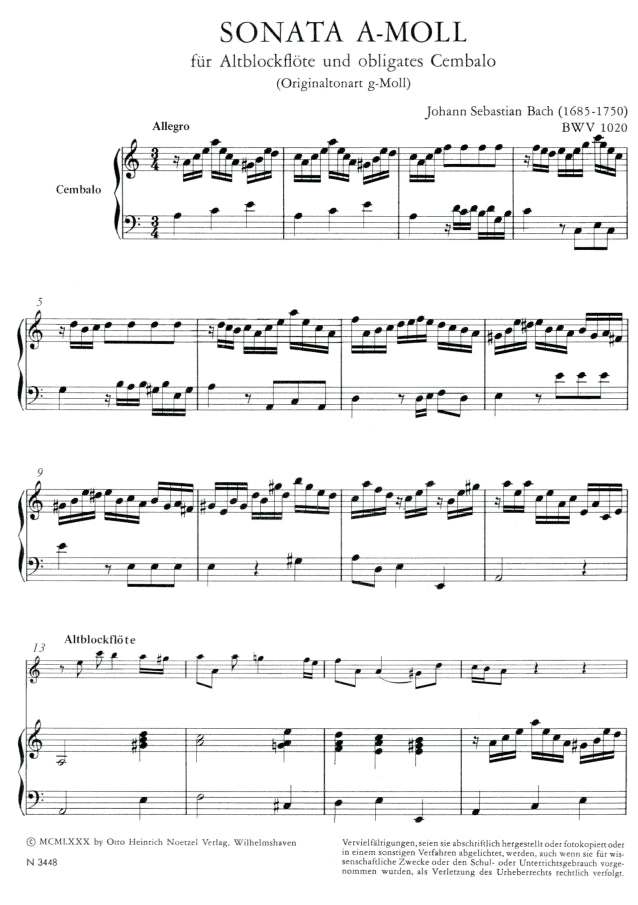 Sonata in A minor BWV1020
