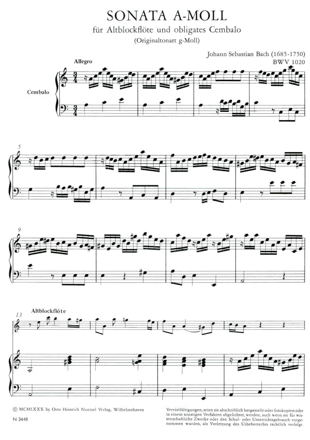 Sonata in A minor BWV1020