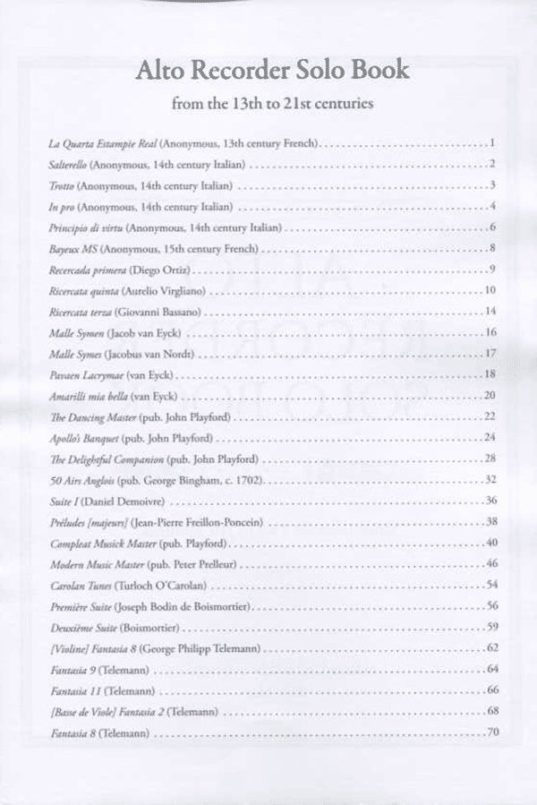 Alto Recorder Solo Book